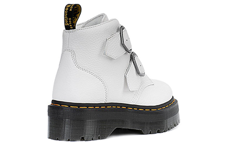 (WMNS) Dr.Martens Devon Heart Leather Platform Boots 'White' 26439100