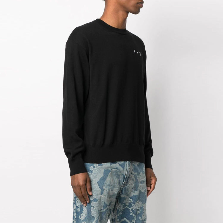 Off-White SS21 Alphabet Logo Loose Round Neck Long Sleeves Version Black OMHE082S21KNI0011001