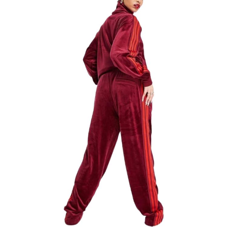 Men's adidas x IVY PARK Crossover Solid Color Stripe Sports Pants/Trousers/Joggers Red HN0306