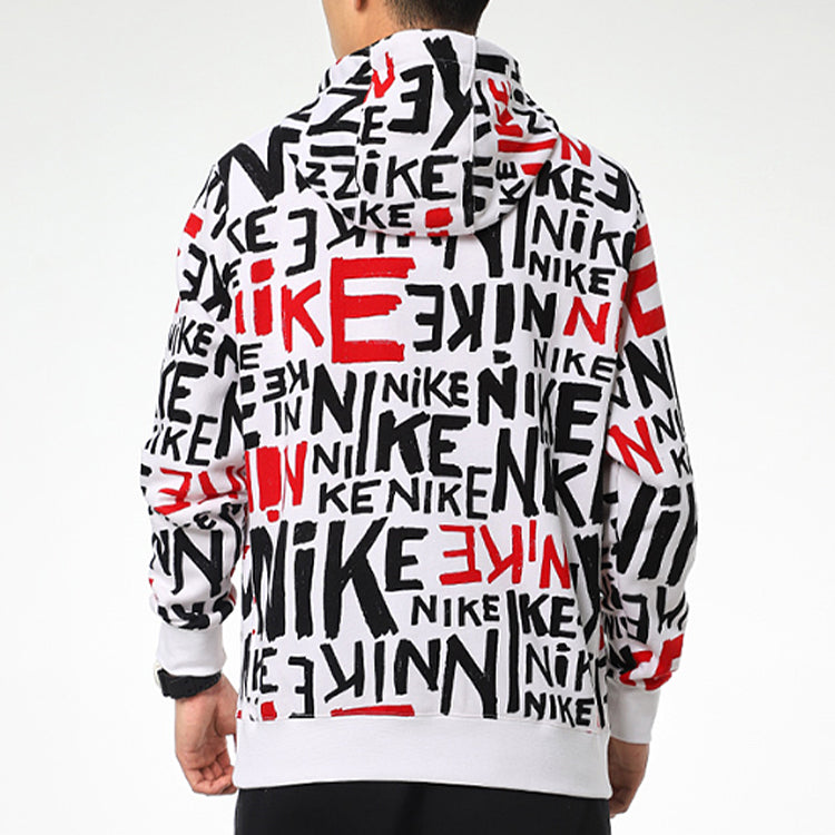 Nike Athleisure Casual Sports Graffiti LOGO Fleece Lined hooded Pullover Printing Colorblock DA0062-657