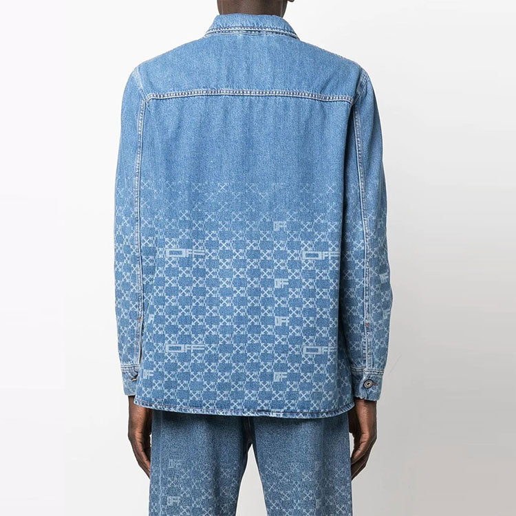 Off-White Gradient Denim Long Sleeves Shirt Blue OMYD040S22DEN0024901