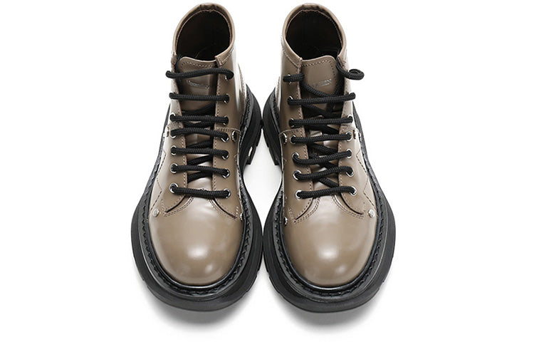 (WMNS) Alexander McQueen Lace Up Ankle Boots 'Khaki' 595469WHZ812610