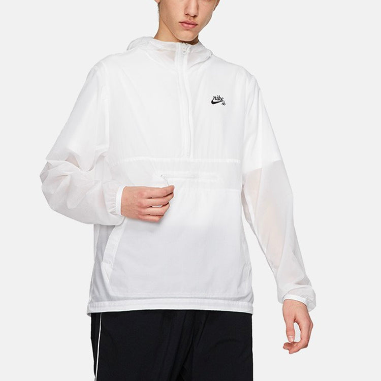 Nike SB Anorak Jacket Half Zipper ultra thin Athleisure Casual Sports White AO0297-100
