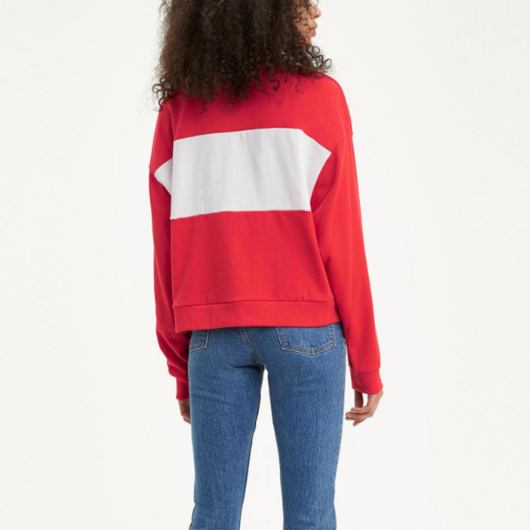 (WMNS) Levi's Loose Alphabet Printing Colorblock Round Neck Hoodie Red 85777-0001