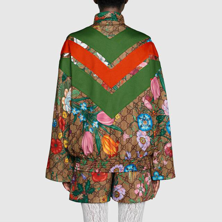 (WMNS) Gucci GG Floral Printed Zipper Jacket For Brown 605443-XJB9B-2103