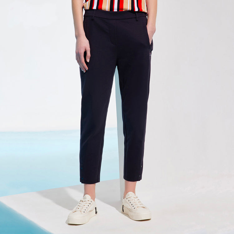 (WMNS) FILA Solid Color Straight Knit Casual Pants Blue F11W121601F-NV