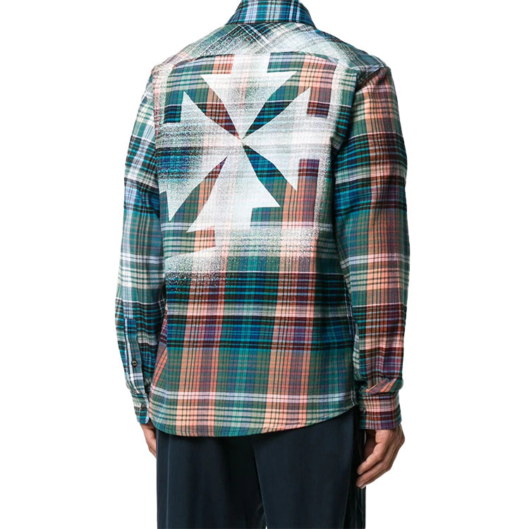 Off-White FW20 Arrows Printing Long-sleeved Shirt Men Green OMGA133E20FAB0014510