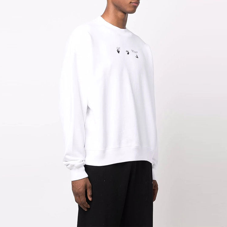 Men's Off-White FW21 Arrow Pattern Pullover Round Neck Loose Fit White OMBA054F21FLE0060110