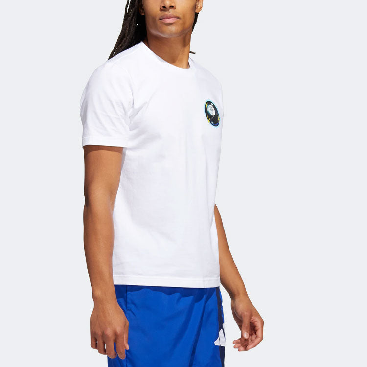 Men's adidas TMAC TEE 8 Pattern Printing Round Neck Pullover Short Sleeve White T-Shirt HS8522