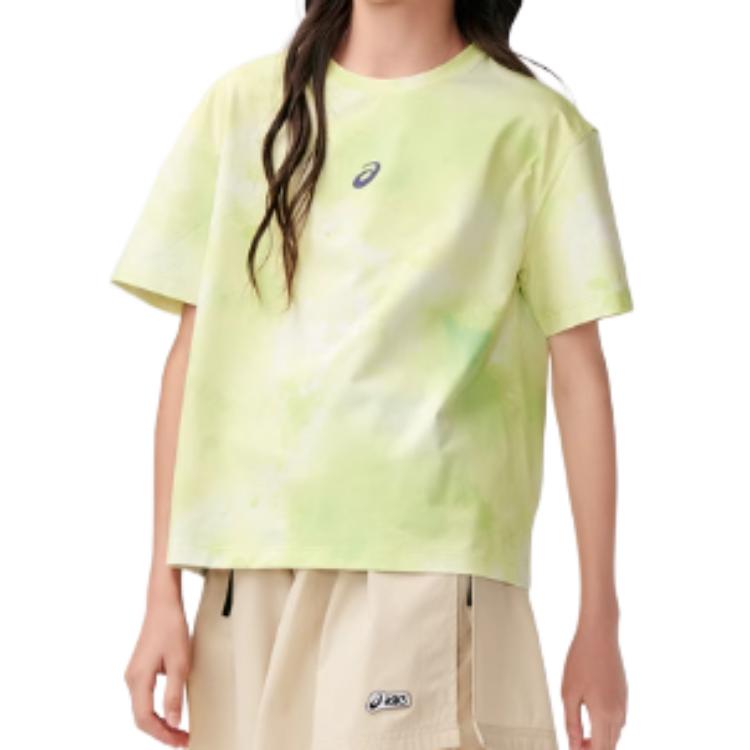 (GS) ASICS Logo T-Shirt 'Green Yellow White' 332241174015