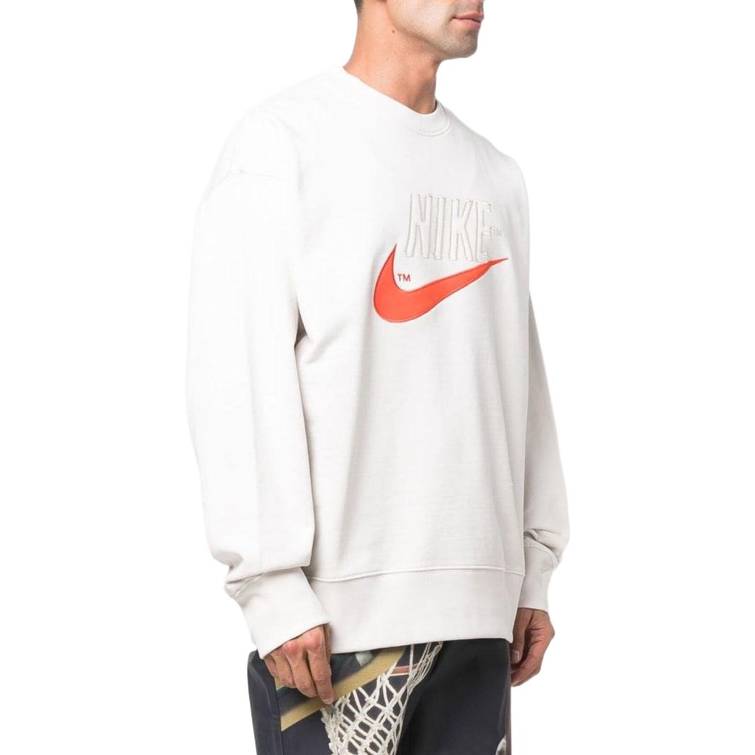 Men's Nike Swoosh Brand Logo Printing Round Neck Pullover Long Sleeves White DO8891-030