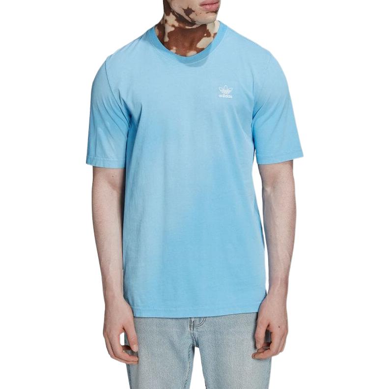 Men's adidas Solid Color Printing Round Neck Short Sleeve Blue T-Shirt HK7506