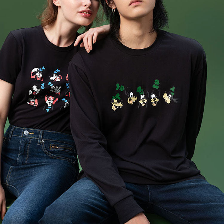 Men's Levis x DISNEY Mickey Crossover Cartoon Printing Long Sleeves Black A0881-0000