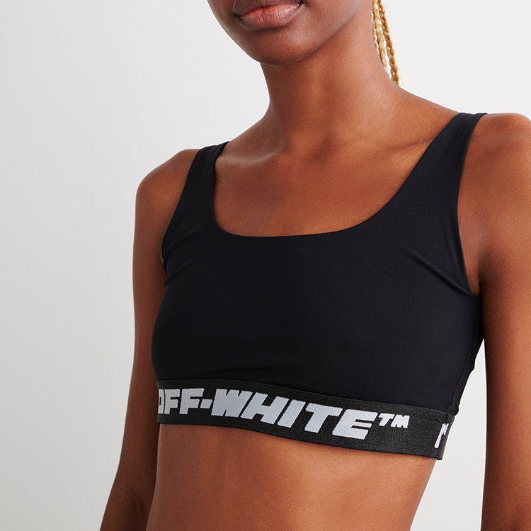 (WMNS) Off-White Logo Band Sports Bra Top 'Black' OWVO047C99JER0011000