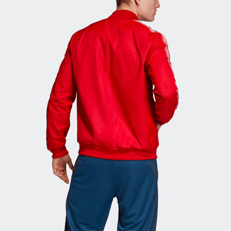 adidas 19-20 Season Bayern Munich Black Soccer/Football logo Sports Loose Training Long Sleeves Jacket Red DX9218