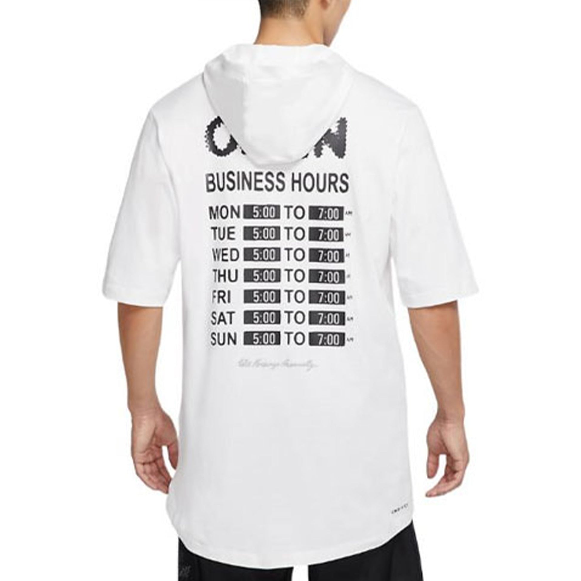 Men's Nike Alphabet Printing Hooded Pullover Short Sleeve White T-Shirt DQ7383-100