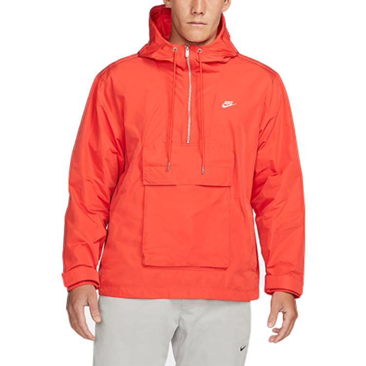 Men's Nike Sportswear Circa Logo Solid Color Waterproof Hooded Jacket Light Deep Red DQ4235-696
