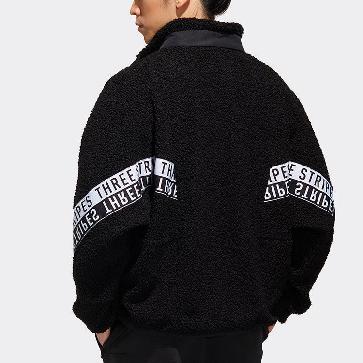 adidas M MHS BOA JKT Stand Collar Printing lamb's wool Stay Warm Jacket Black GE0388