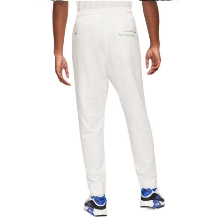 Men's Nike Embroidered Logo Solid Color Lacing Mid Waist Sports Pants/Trousers/Joggers White DD0884-100