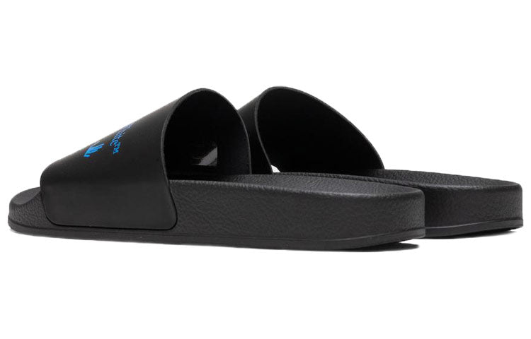 Off-White Logo Printing Fashion Casual Black Slippers 'Black Blue' OMIC001R21MAT0011045