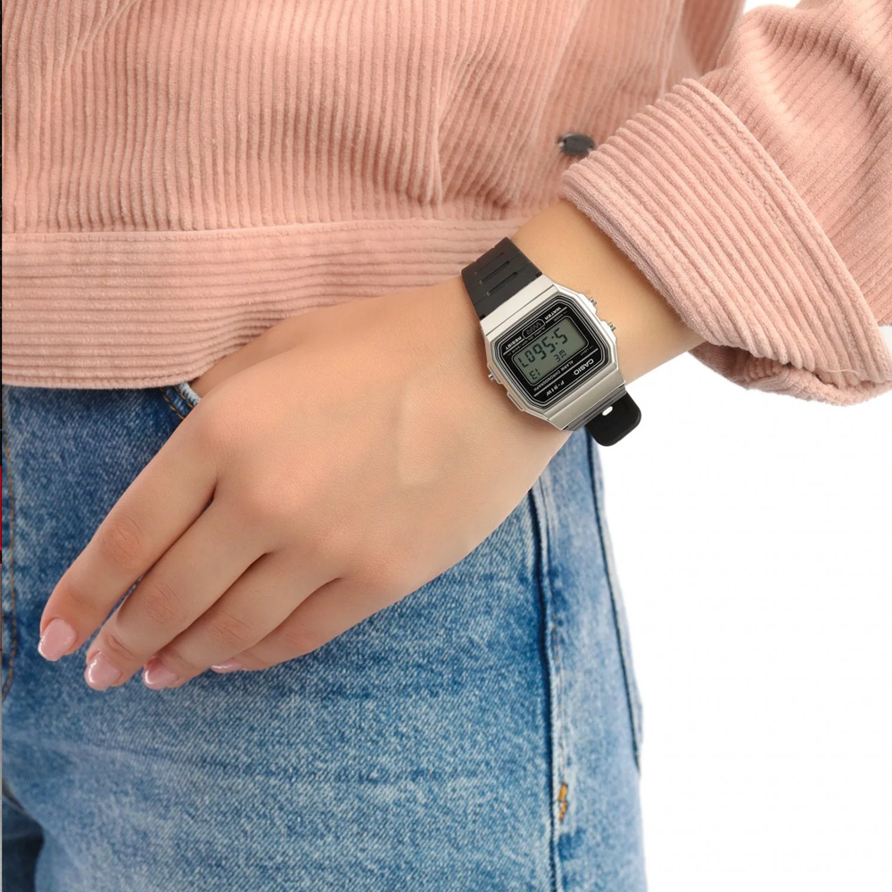 Men's CASIO F Series Student Sports Minimalistic Retro Small Watch Mens Black Digital F-91WM-7ADF