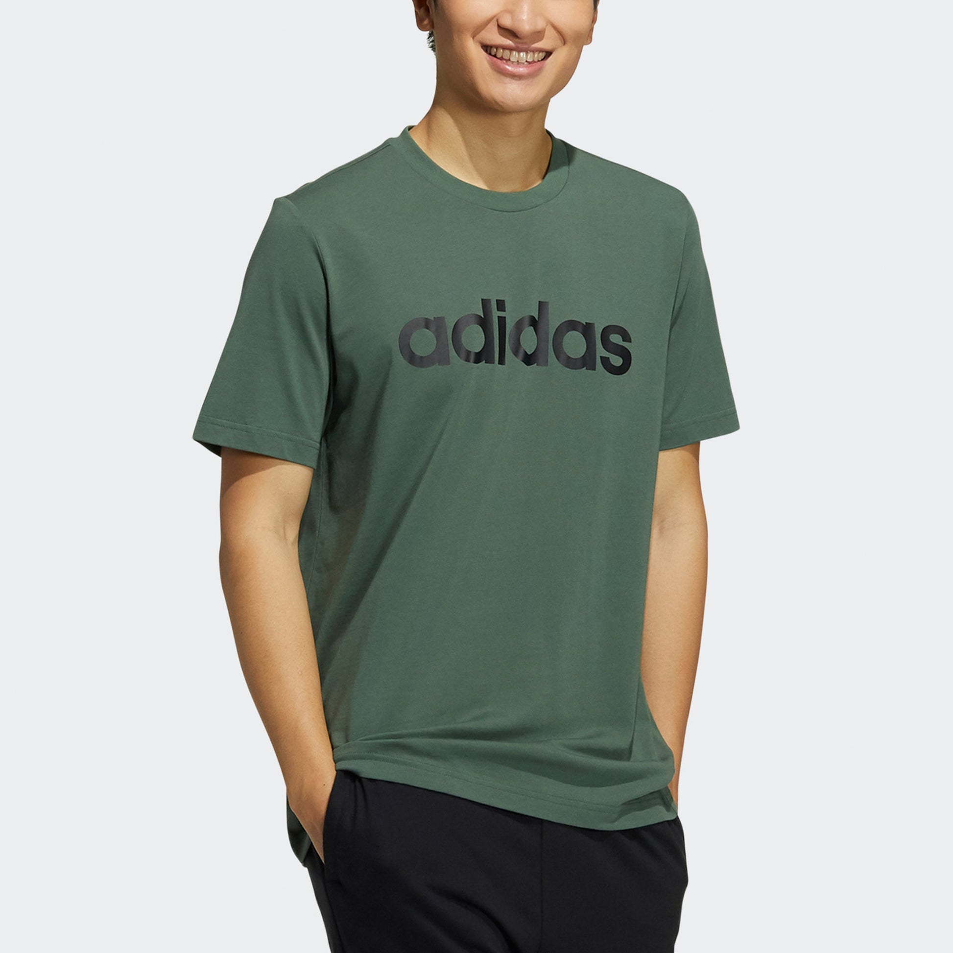 adidas neo M Ce Logo Tee Logo Printing Round Neck Sports Short Sleeve Green HC9949