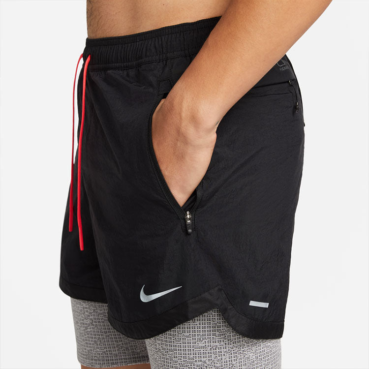 Men's Nike Solid Color Reflective Logo Water Repellent Breathable Printing Shorts Black DM4633-010