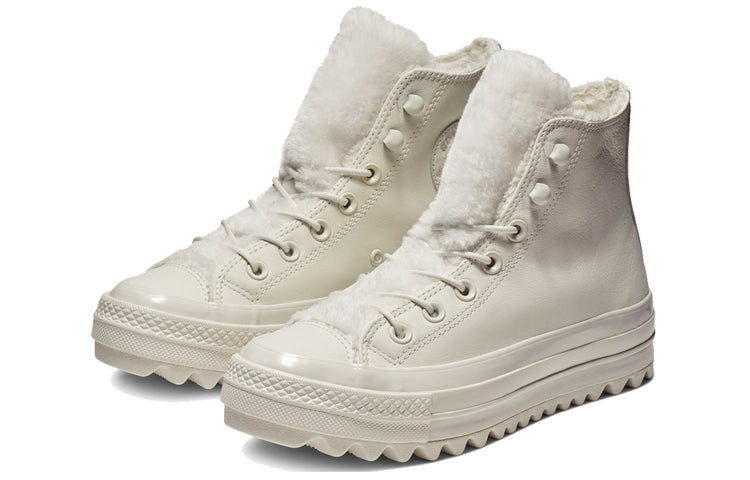 (WMNS) Converse Chuck Taylor All Star Street Warmer Ripple High Top Thick Sole Pure White 562423C