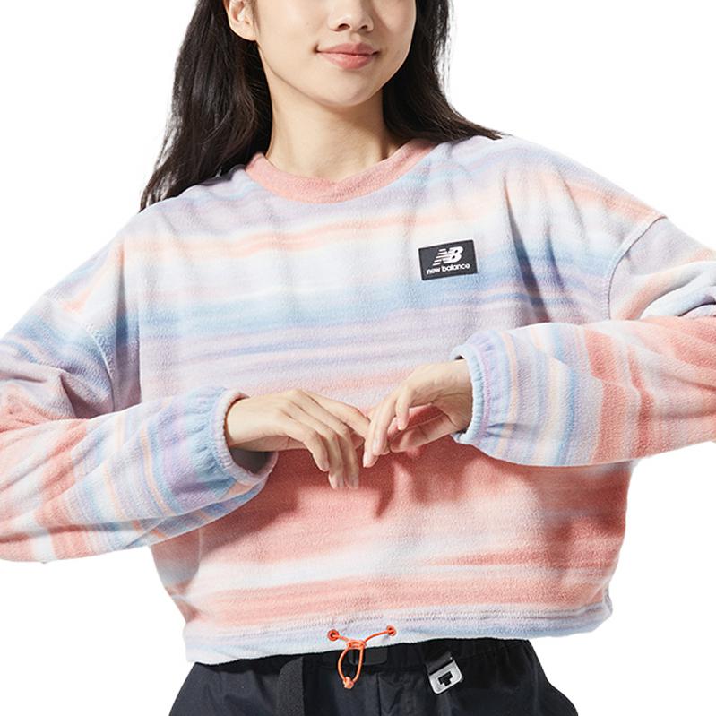 (WMNS) New Balance AT Printed Fleece Crew Asia Sizing 'White Multi' WT21523-WM