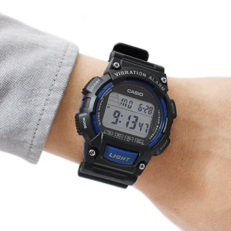 CASIO Sports Analog Quartz Waterproof Mens BlackBlue Digital W-736H-2A