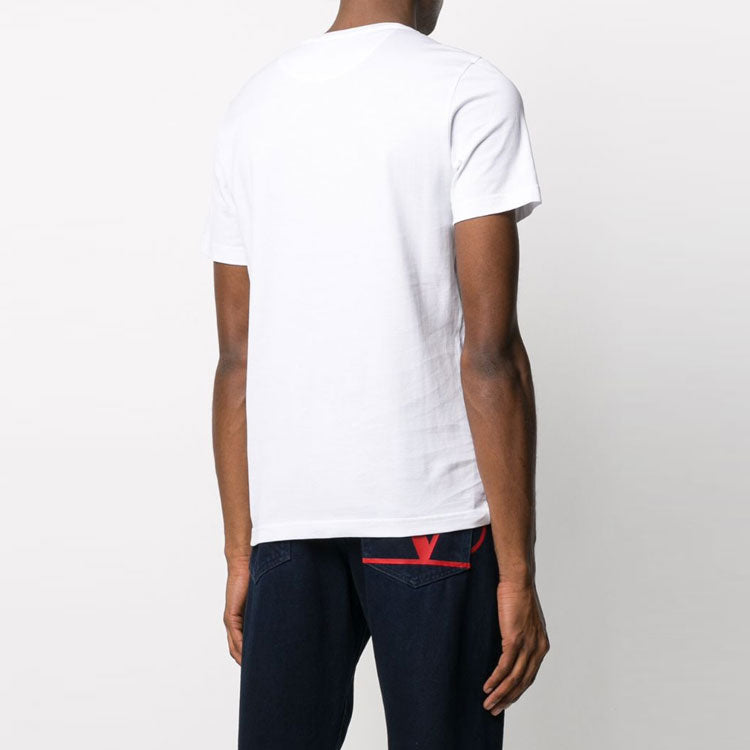 Men's FENDI Geometry Pattern Cotton Round Neck Short Sleeve White T-Shirt FAF532AAY5F0ZNM