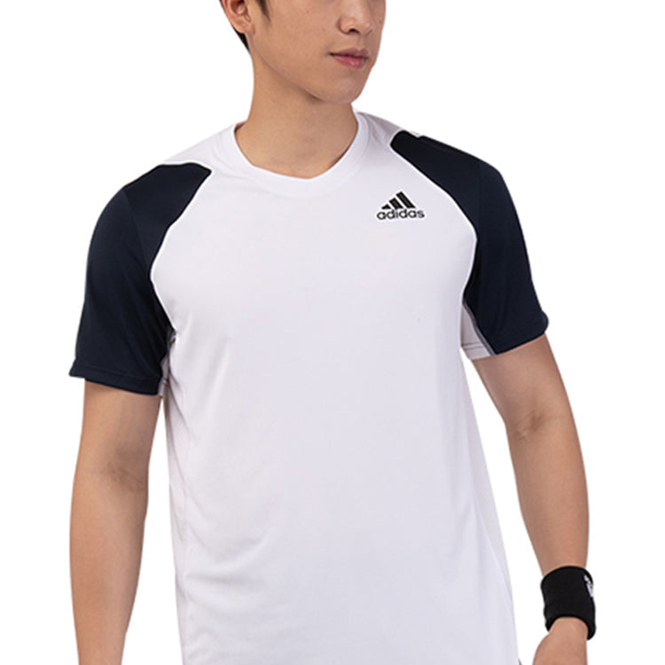 Men's adidas Contrasting Colors Sports Round Neck Short Sleeve White T-Shirt H33733