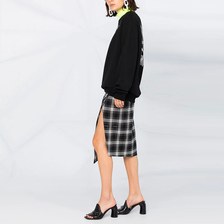 (WMNS) Off-White Printing Arrow Pattern Sports Hoodie Black OWBA055F20JER0061009
