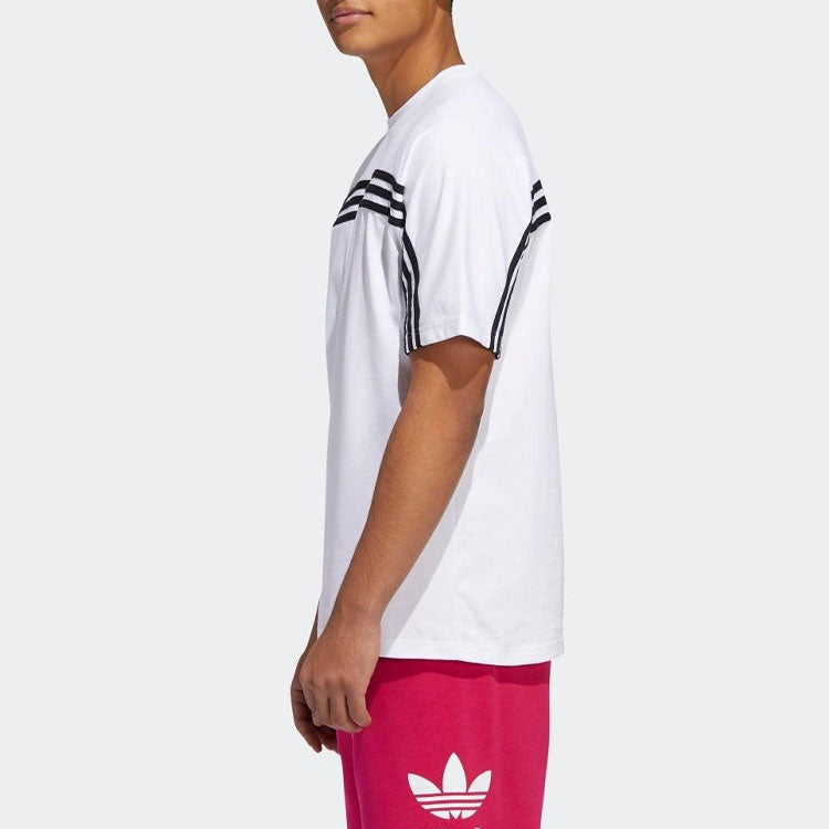 adidas originals 3-stripe Tee Stripe logo Embroidered Short Sleeve White FM1529