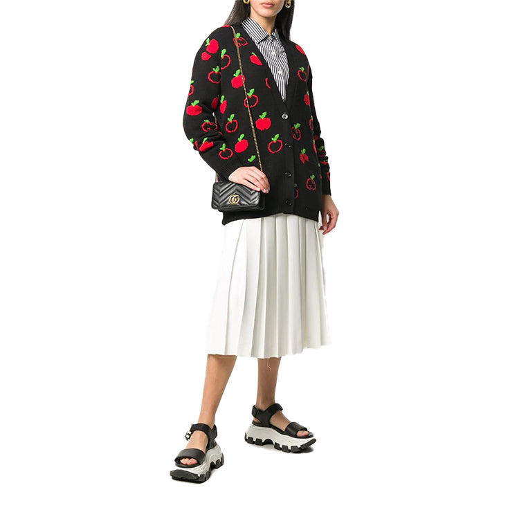 (WMNS) Gucci Apple Inlay Knitted Cardigan For Black 606114-XKA7I-1072