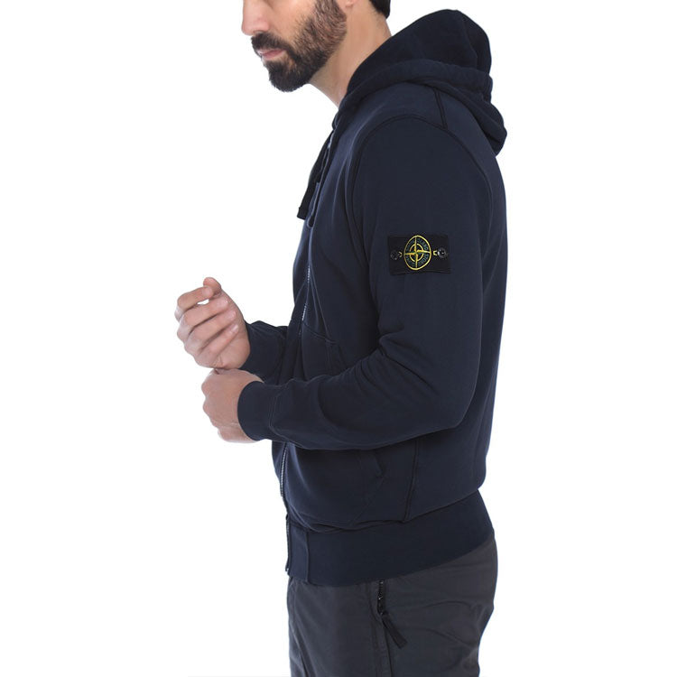 STONE ISLAND Garment Dyed Zip Through Hoodie 'Navy' 741564251-V0020