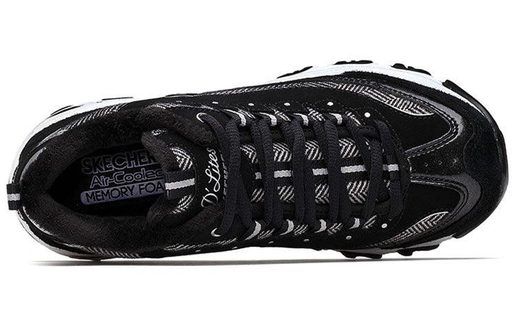 (WMNS) Skechers D Lites Low-Top Running Shoes Black/White 66666036-BKW