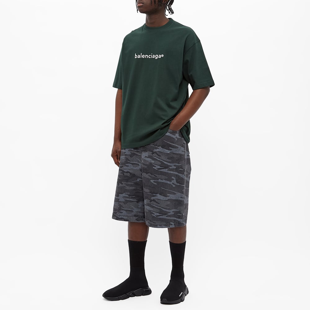 Men's Balenciaga Alphabet Printing Round Neck Pullover Short Sleeve Green 612966TIV543011