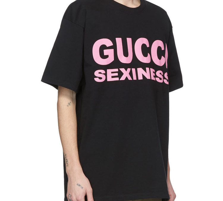Gucci Pink Alphabet Printing Short Sleeve Black 616036-XJCK1-1024