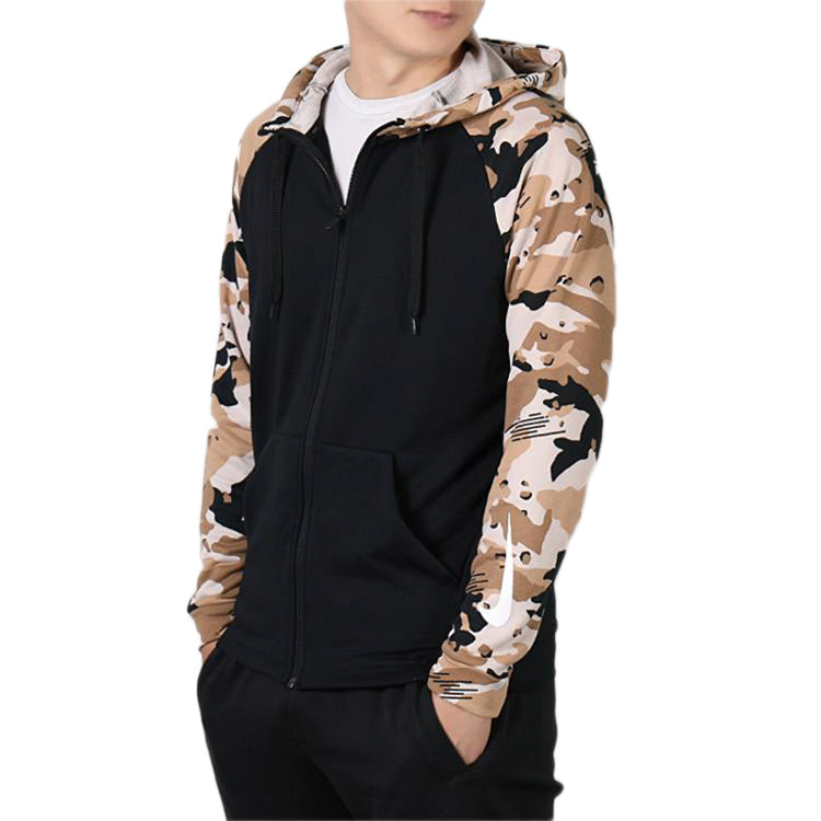 Men's Nike Camouflage Splicing Jacket Black AQ1139-010