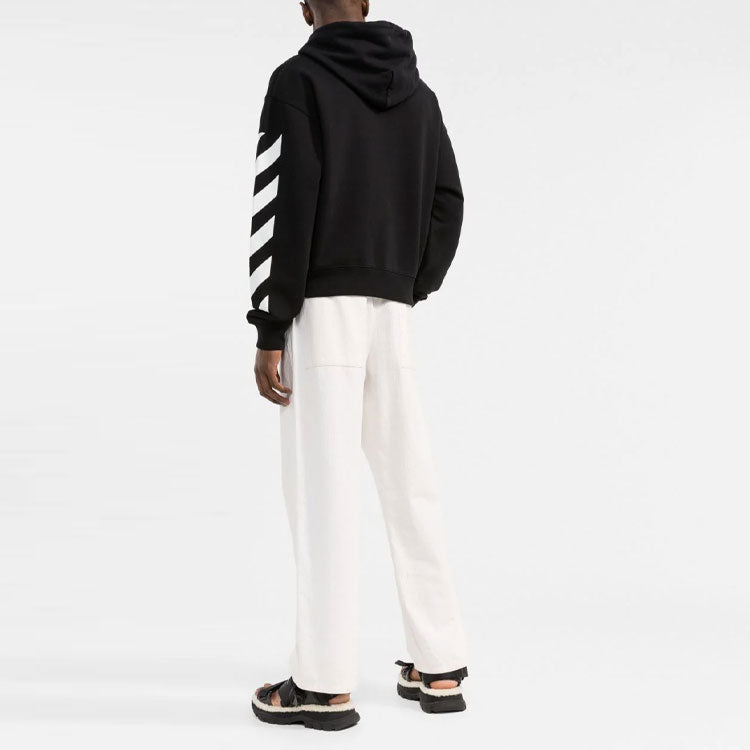 Off-White SS22 sleeve White Stripe Pullover Ordinary Version Black OMBB037C99FLE0011001