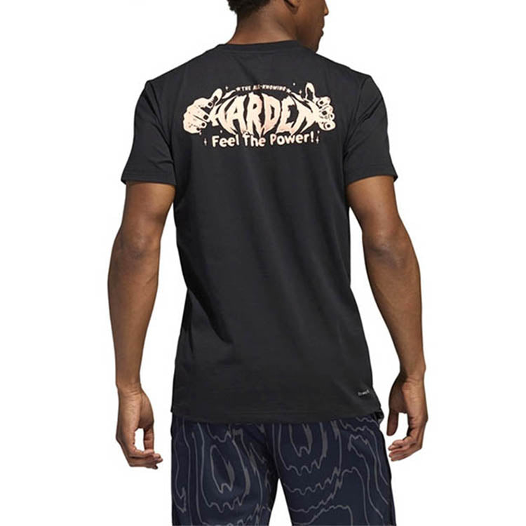 Men's adidas Hrdn Swag Verb James Harden Basketball Sports Printing Round Neck Short Sleeve Black T-Shirt DX6926