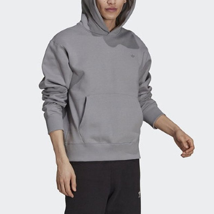 Men's adidas originals C HOODY Solid Color Hooded Long Sleeves Gray H11358