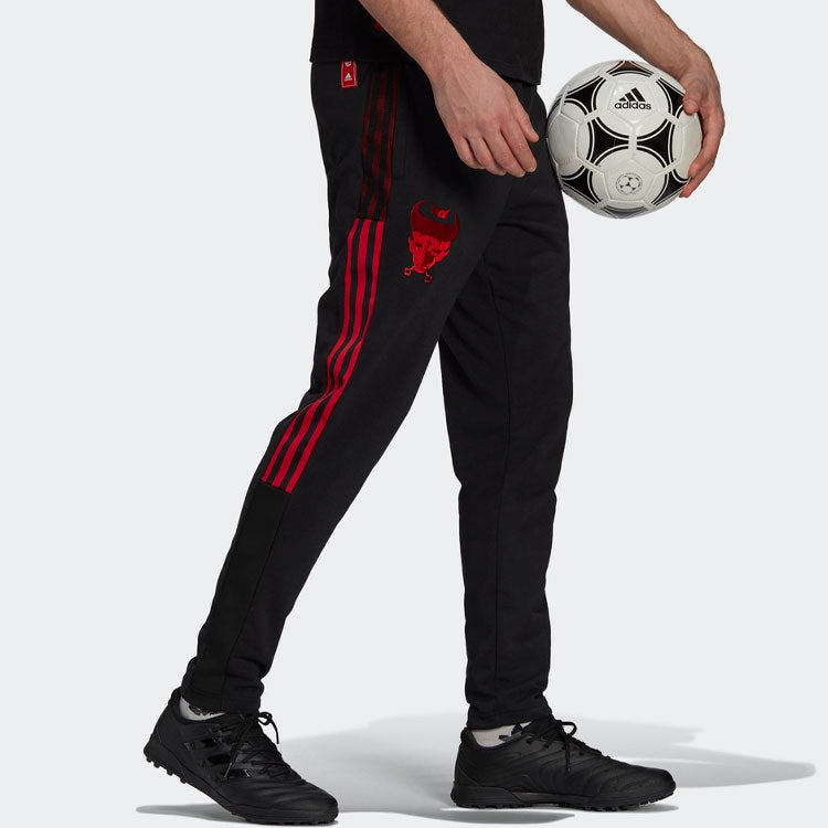adidas Bayern Munich Black Contrasting Colors Stripe Embroidered Cone Sports Pants Black GK8630