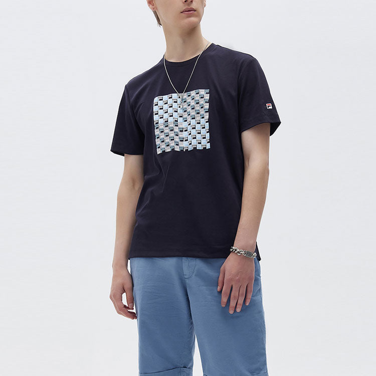 FILA Logo Printing Sports Loose Short Sleeve Blue F11M121104F-NV