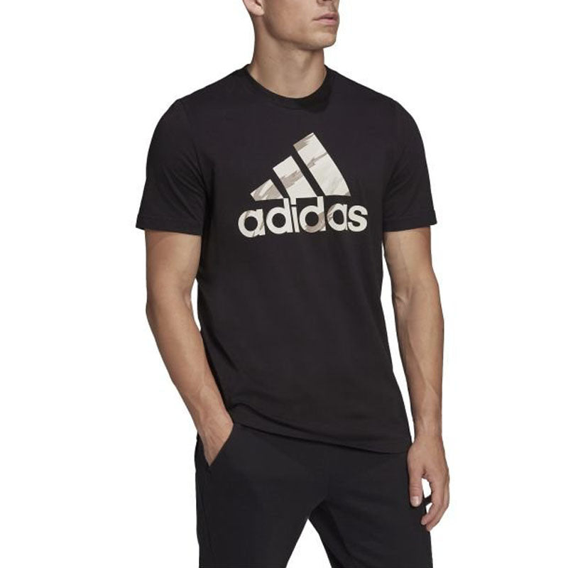 Men's adidas Logo Printing Pullover Round Neck Short Sleeve Japanese Version Black T-Shirt HE1876