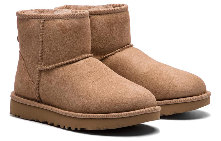 (WMNS) UGG CLASSIC MINI Snow boots 'Brown Yellow' 1016222-FAWN