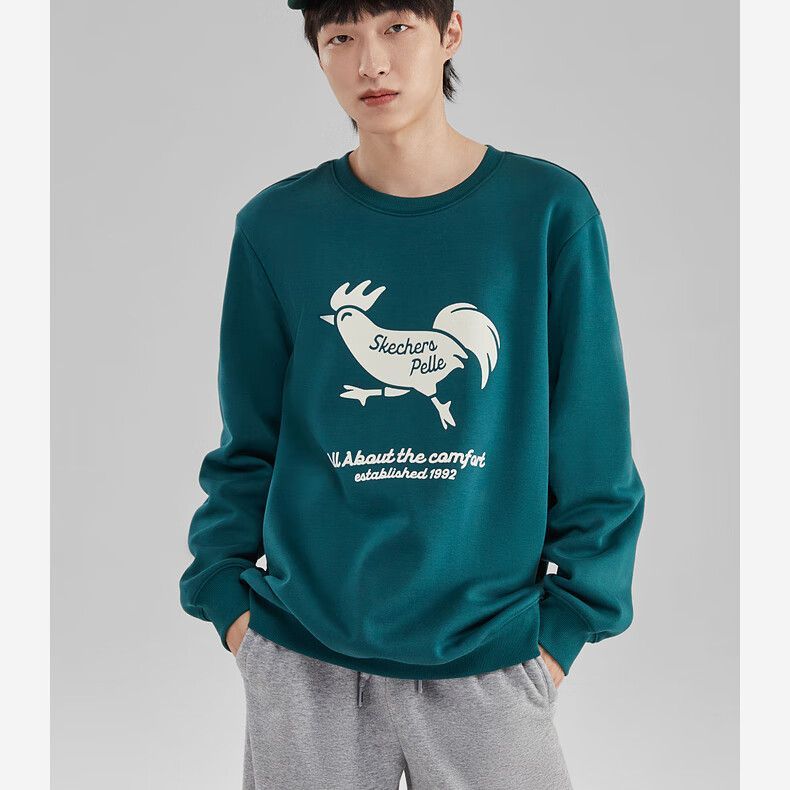 Skechers Casual Graphic Crew Sweater 'Green White' L423U074-02ZG