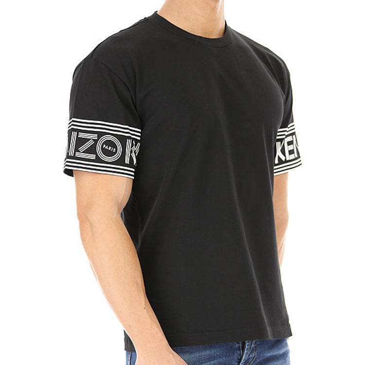 Men's KENZO Cotton Printing logo Short Sleeve Black 5TS0434BD-99