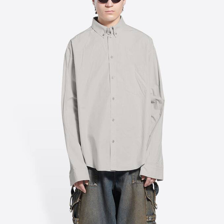 Balenciaga Cotton Shirt Large Fit 'Cement Grey' 681688TKM102967